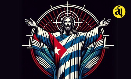Imagen de Cristo con bandera cubana