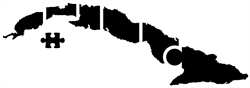Mapa de Cuba sin La Habana, y con las 6 antiguas provincias como piezas de rompecabezas.