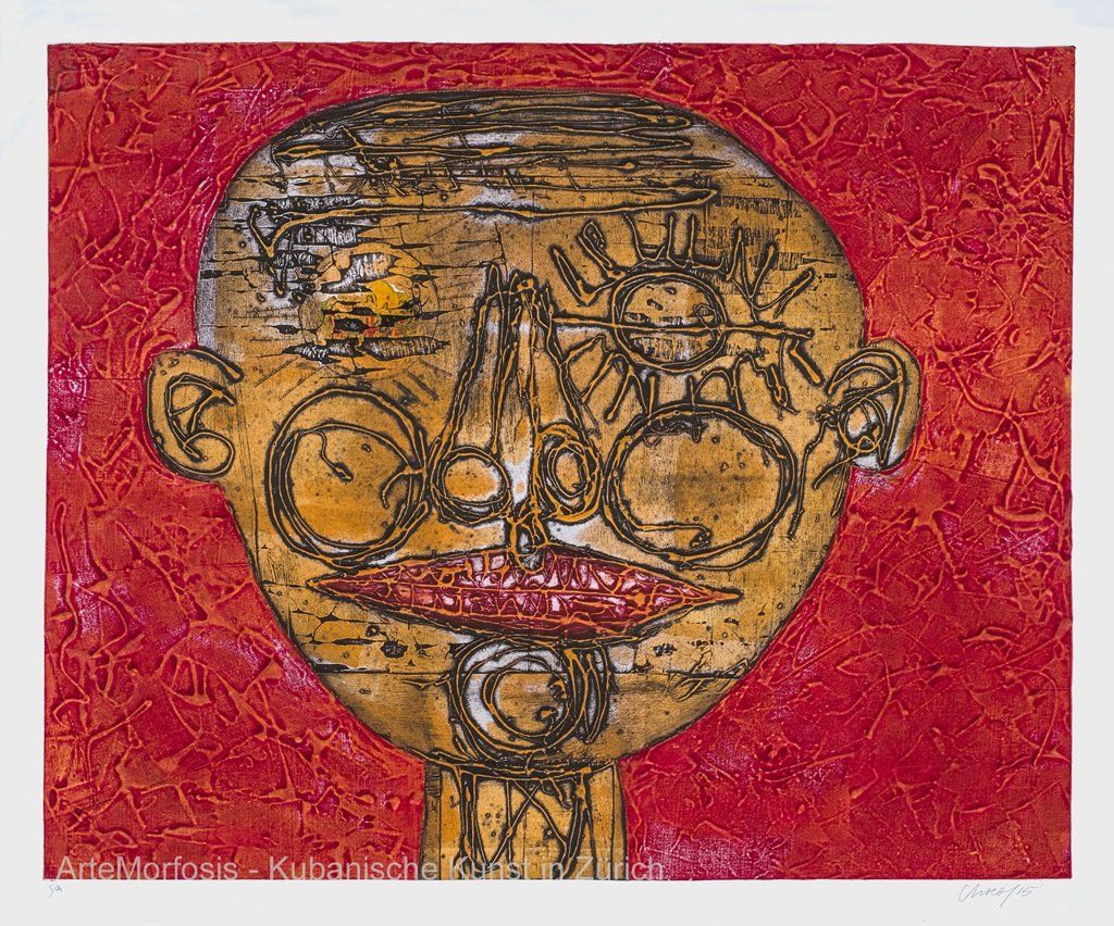 "Labios gordos y coloreados", colagrafía de Eduardo Roca "Choco".