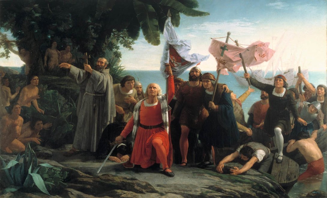 Dióscoro Puebla: "Desembarco de Colón" (1862).