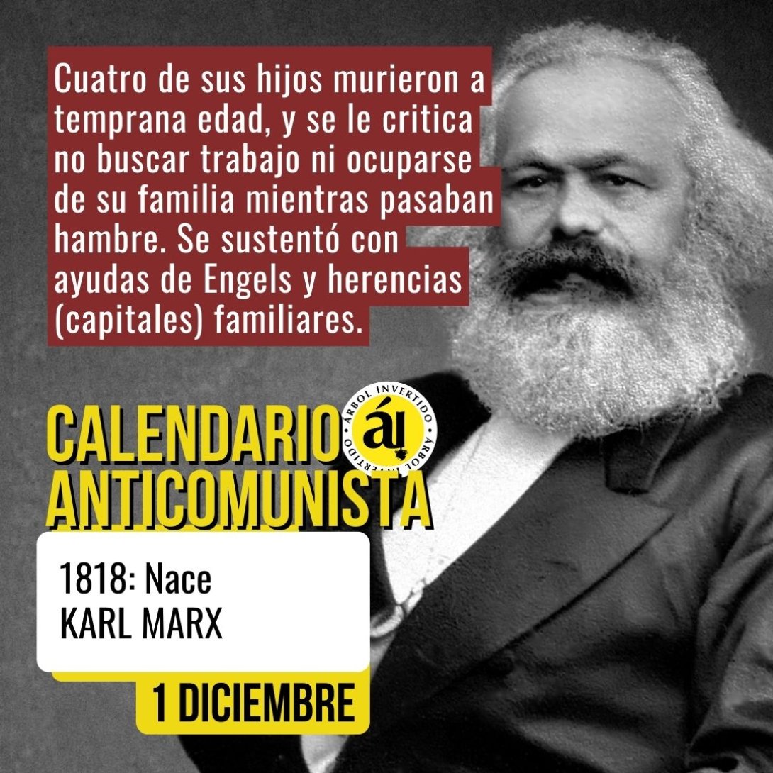 Calendario anticomunista. Postal Enero. Nace Karl Marx