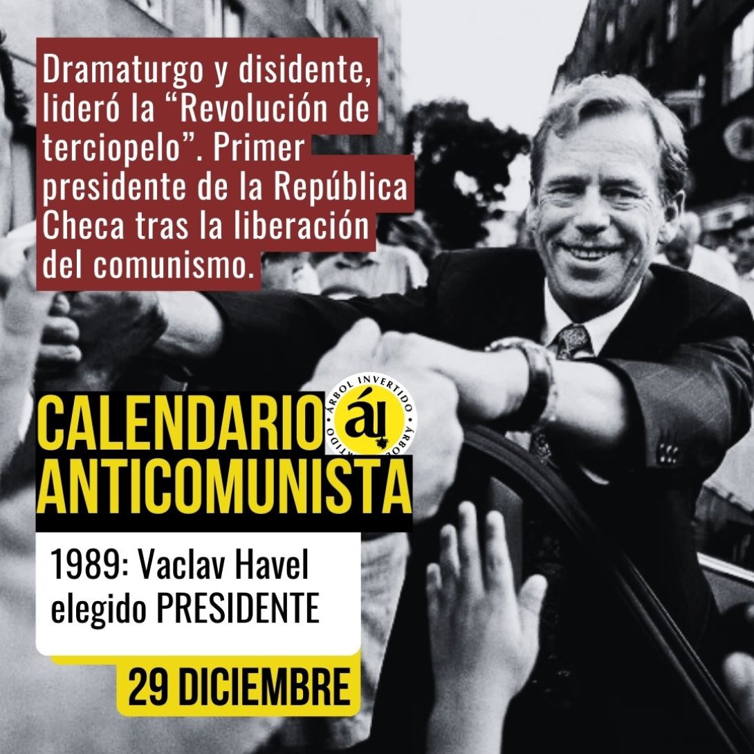 Calendario anticomunista. Postal Enero. Vaclav Havel presidente
