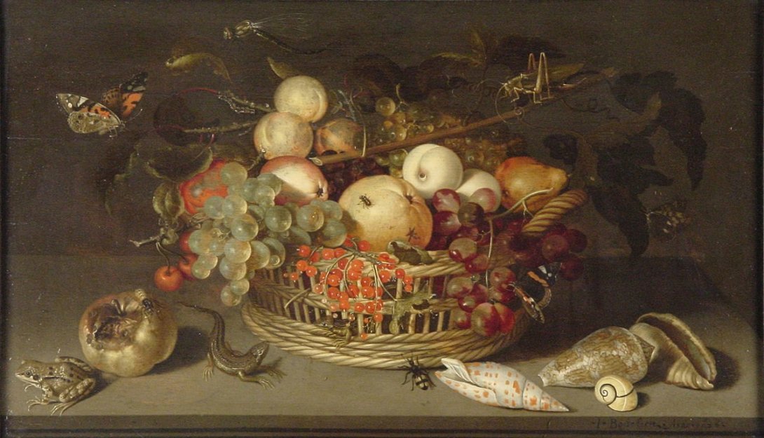 "Bodegón con una cesta de fruta", Johannes Bosschaert (1627).&nbsp;