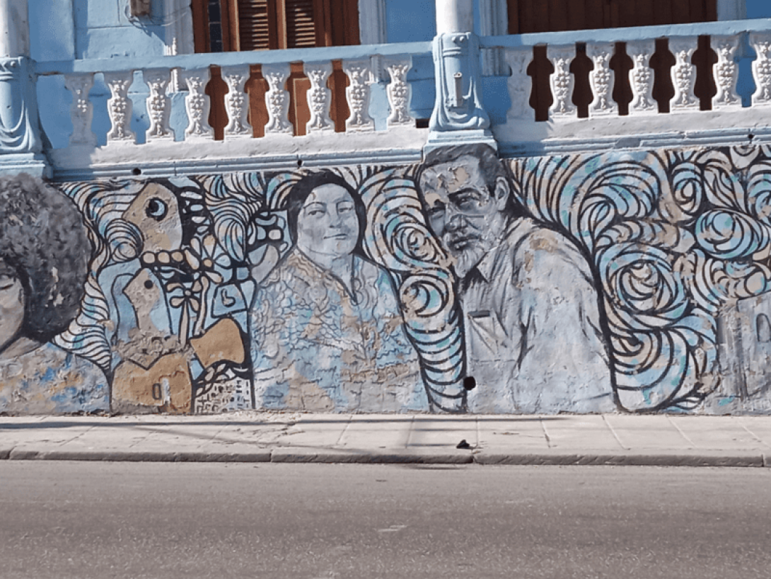 Dibujo en la calle de Jesús del Monte, en La Habana.