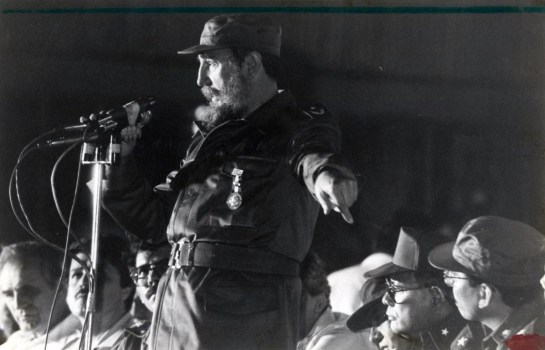 Fidel Castro discurso, Nicaragua, inaugurando central azucarero.