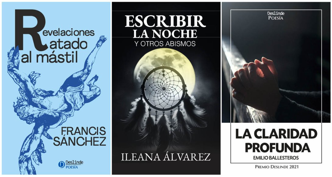 Libros de los poetas cubanos Francis Sánchez e Ileana Álvarez, y del español Emilio Ballesteros.