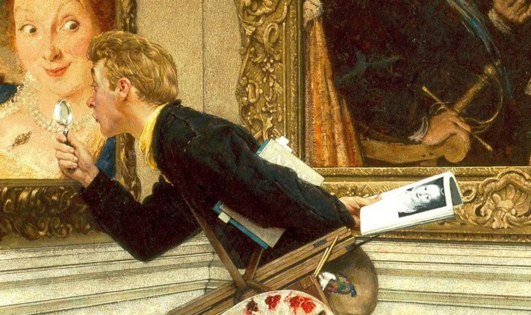 Norman Rockwell: "Crítico de arte" (1955), detalle.