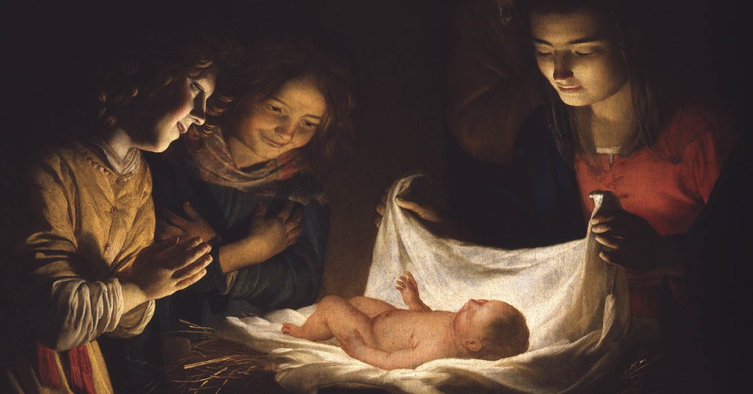 Gerard van Honthorst: "Adoración del niño Jesús" (1619-1620).
