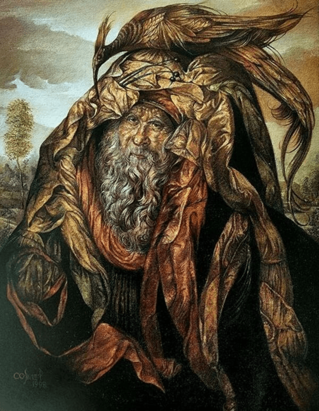 De la serie Boscomanía, óleo sobre tela: anciano medieval.