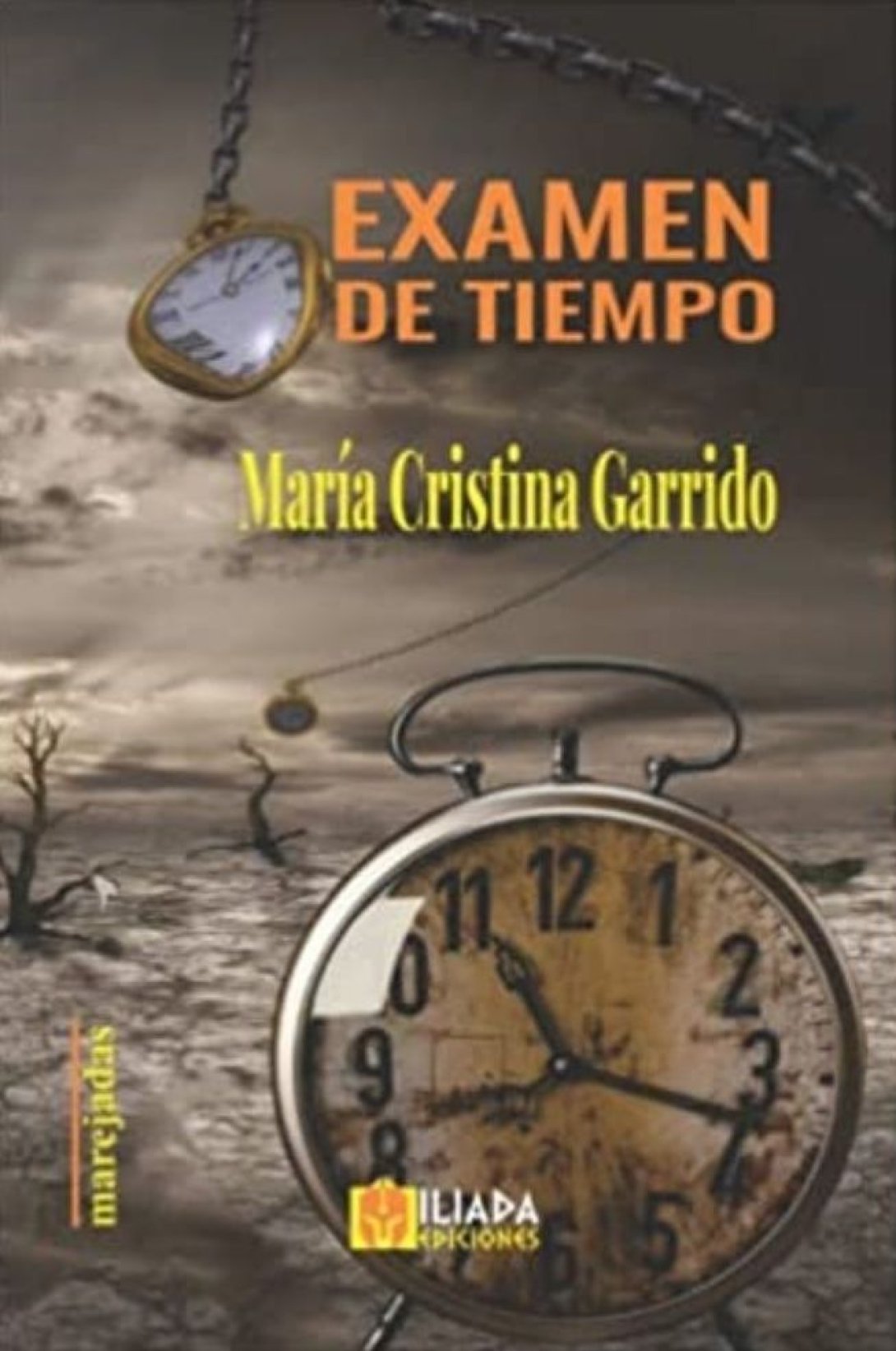 Cubierta de libro con reloj. 