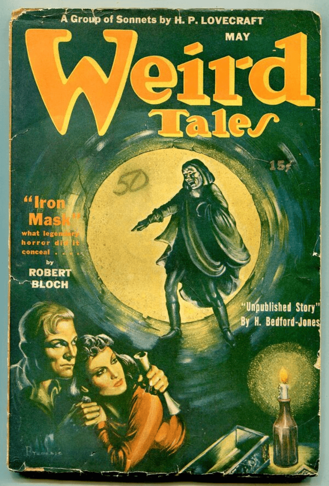 Lovecraf en la portada de la revista Weird Tales.