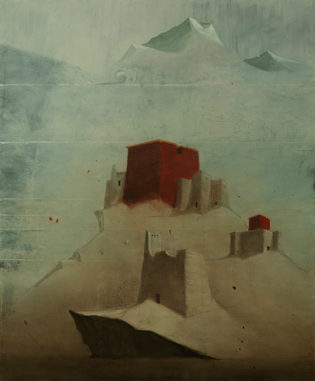 "Reino dormido", 2022, de la serie "Tíbet". (Óleo sobre lienzo / 300x255cm).