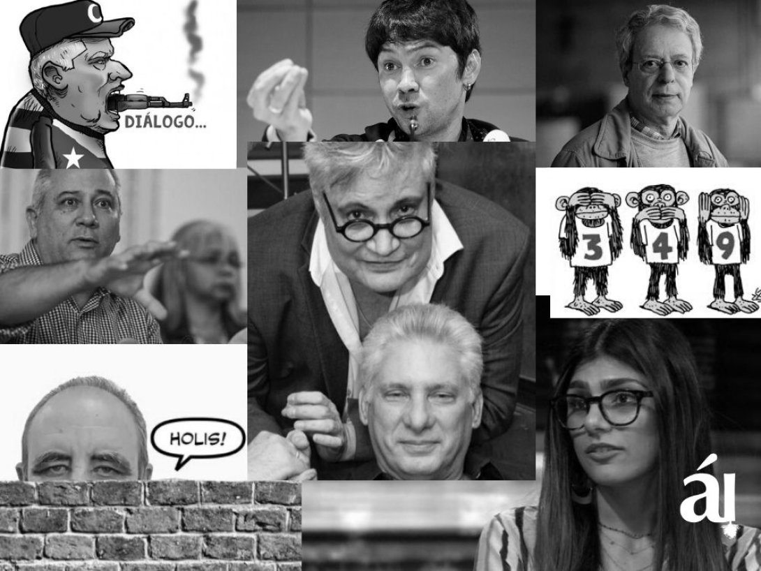 Rostros de políticos y personajes cubanos. 