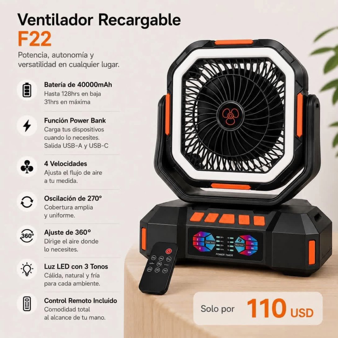 Anuncio de venta en Cuba de ventilador recargable (2026). Imagen: Revolico.