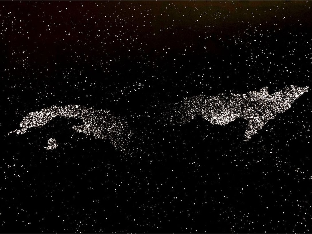 Cuba en blanco y negro, rota. 