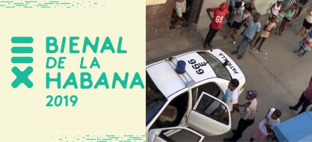 XIII Bienal de La Habana. Cartel oficial y foto detención de artista Luis Manuel Otero