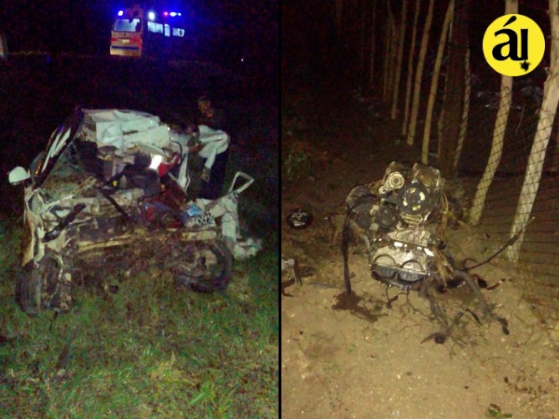 Restos del auto que sufrió un accidente en Ciego de Ávila.