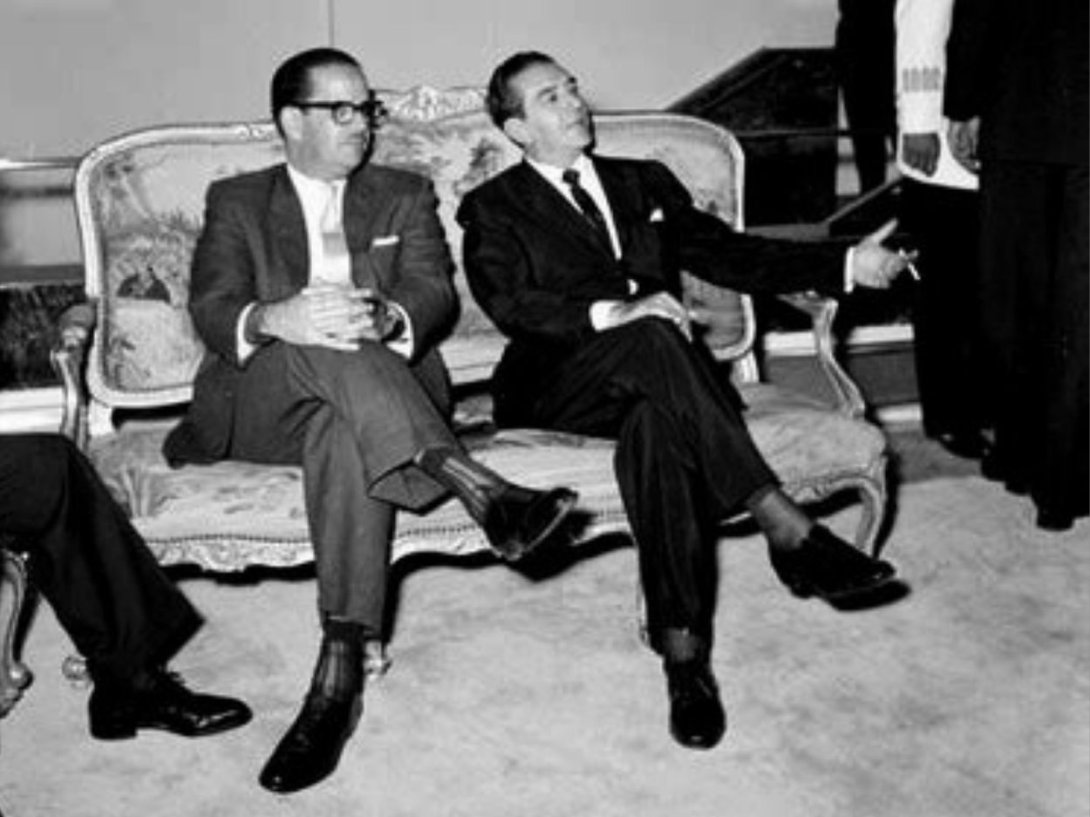 El presidente mexicano Adolfo Mateo López y el presidente cubano Osvaldo Dorticós Torrado (1960).