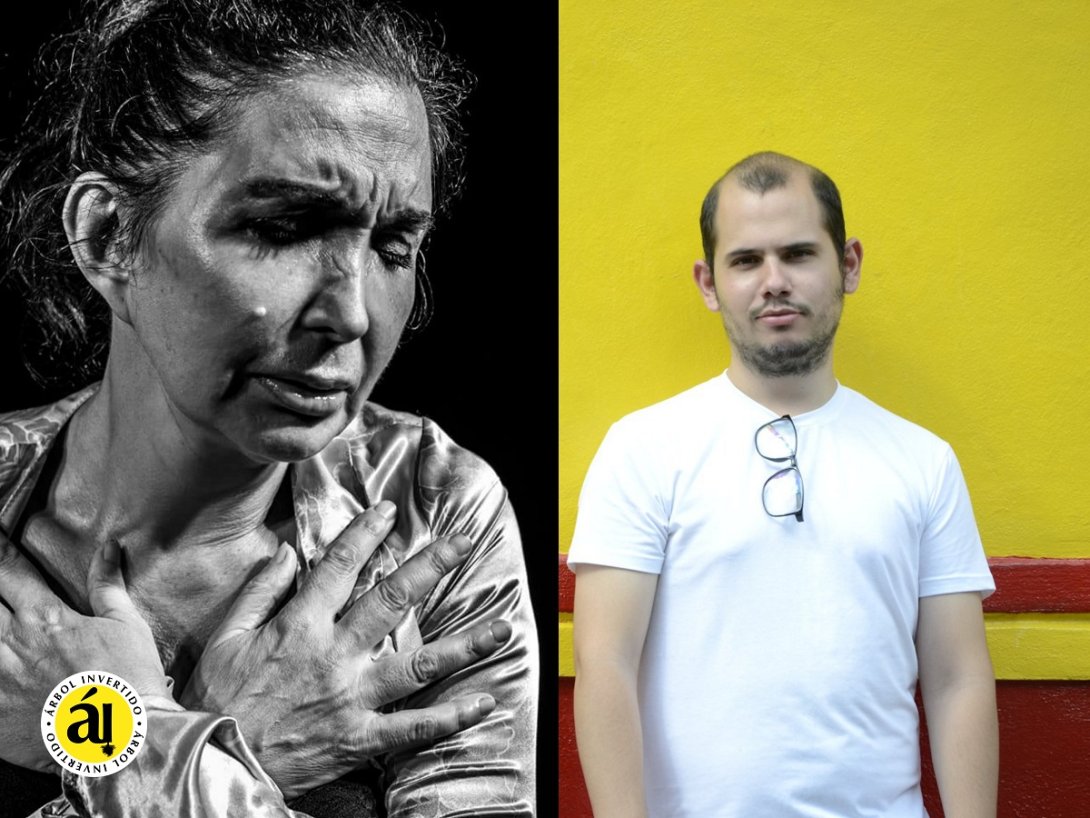 Actriz española Eva González y director teatral cubano Adonis Milán.