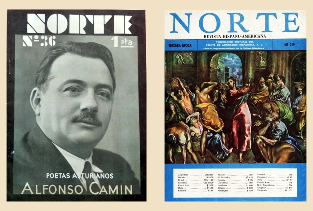 Portadas de la revista Norte. Alfonso Camín. Frente de Afirmación Hispanista
