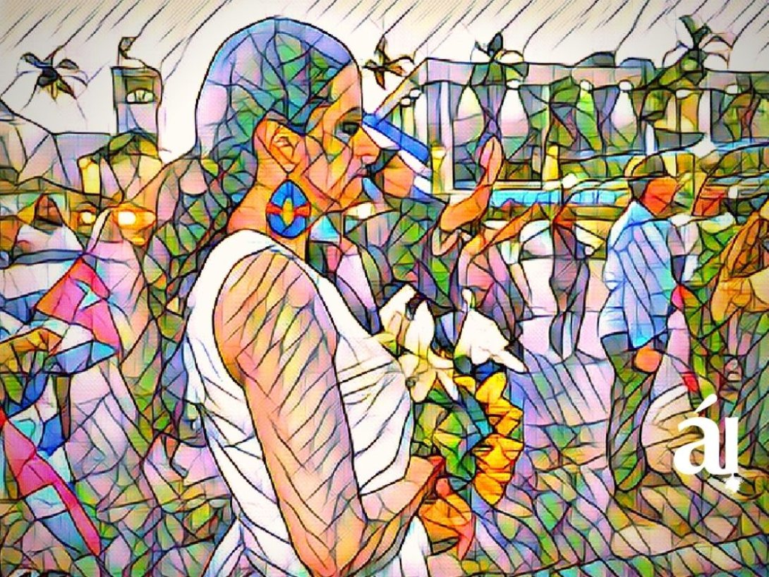 Mujer caminando, dibujo.