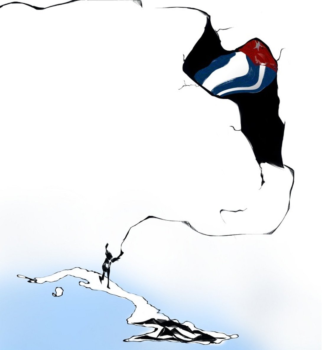 Ilustración con bandera cubana y mapa de Cuba