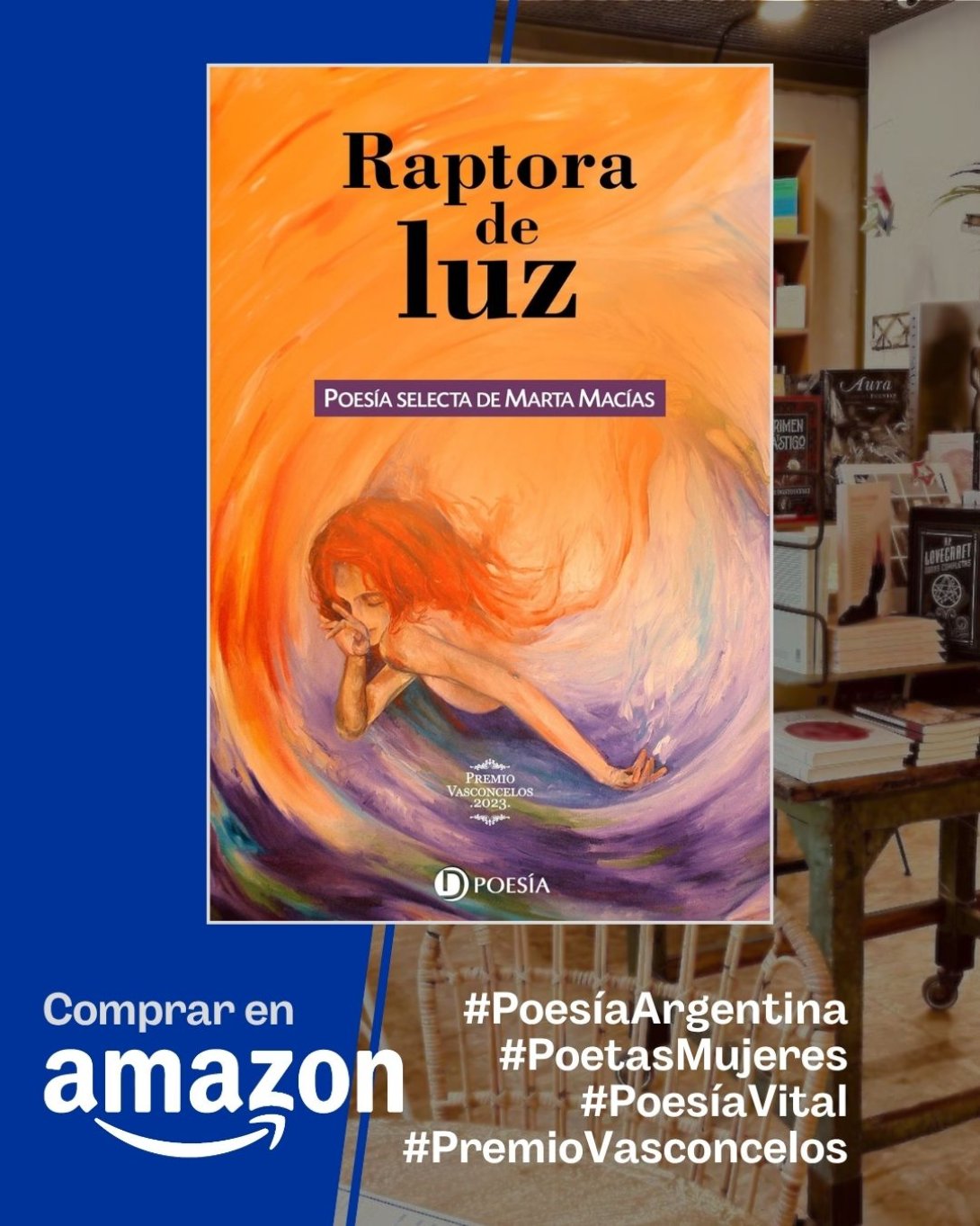 Anuncio de venta en Amazon del libro "Raptora de luz" de Martha Macías (Argentina)