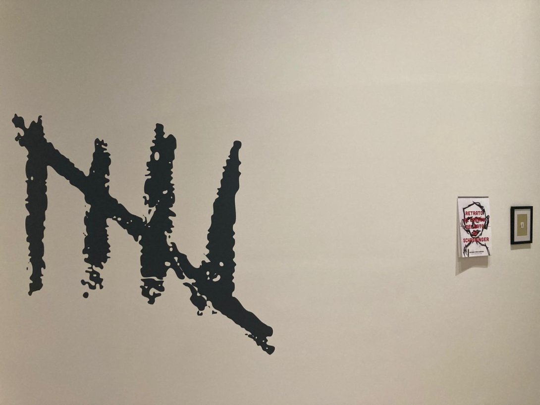"Dibujo al carbón del gato de Schrödinger", de Luis Manuel Otero Alcántara.  "Sin Autorización: Contemporary Cuban Art", Wallach Art Gallery, Nueva York