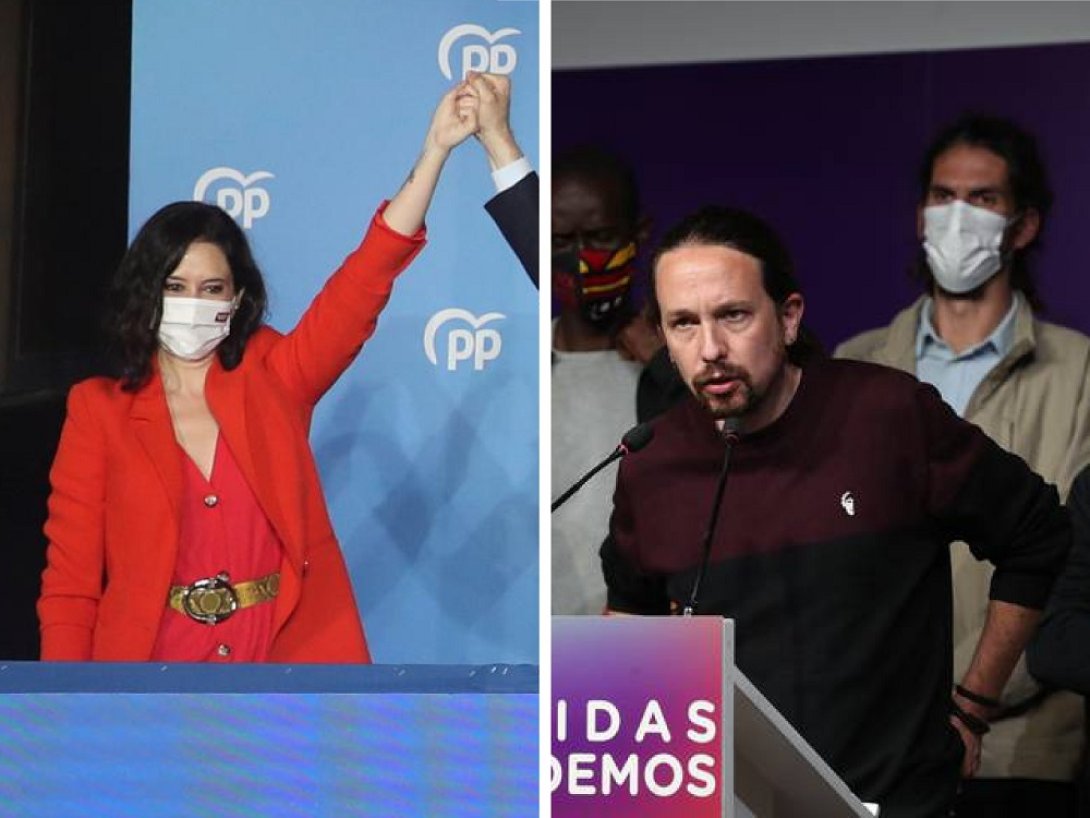 Ayuso y Pablo Iglesias, elecciones en Madrid