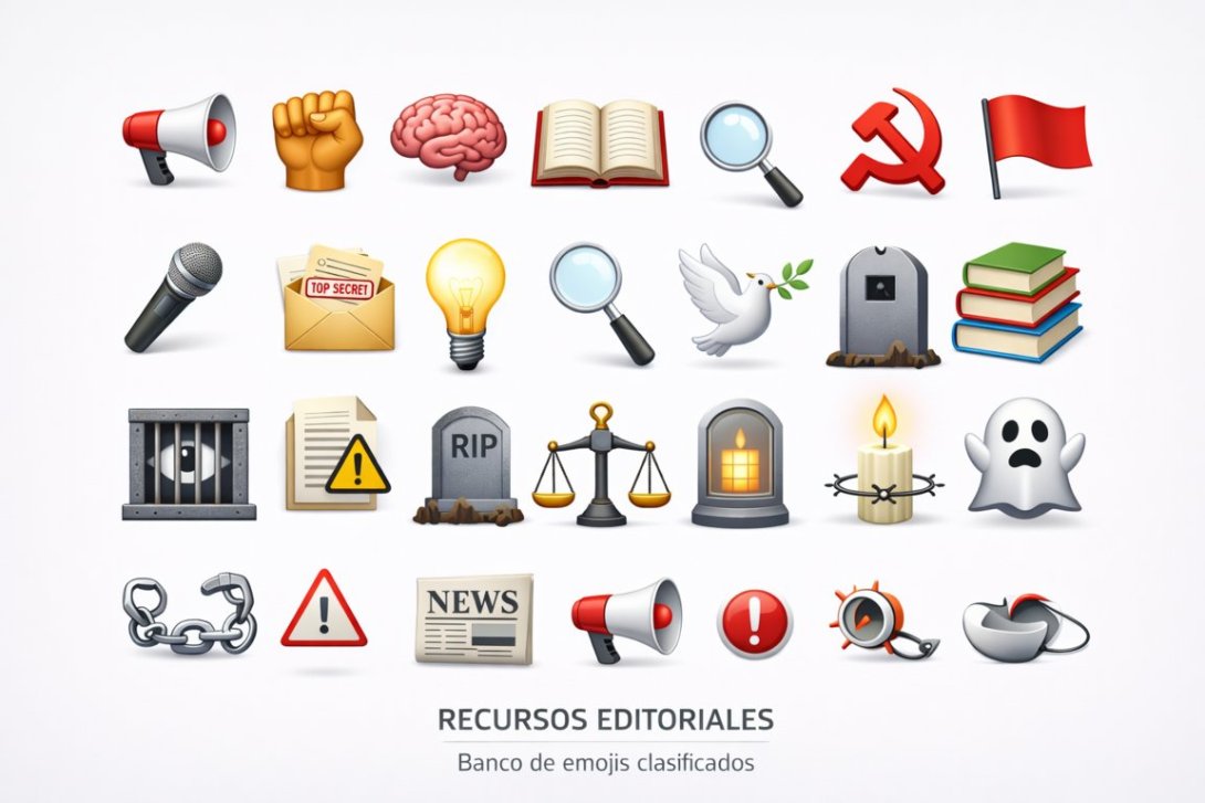 Banco de emojis clasificados por categorías para activismo, periodismo y libertad de expresión