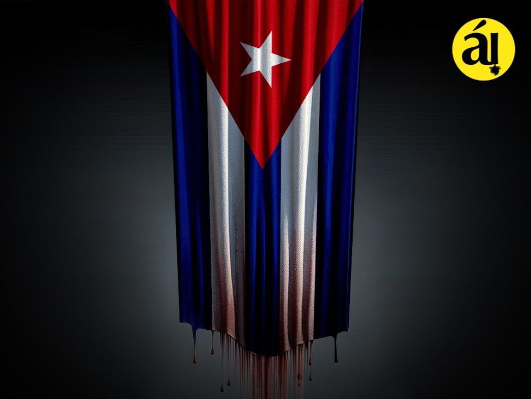 Bandera cubana desangrándose