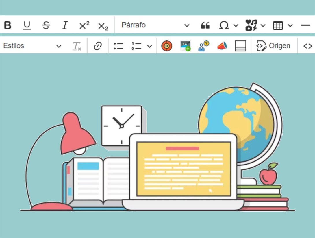 La Barra de herramientas y editor de textos, edición web