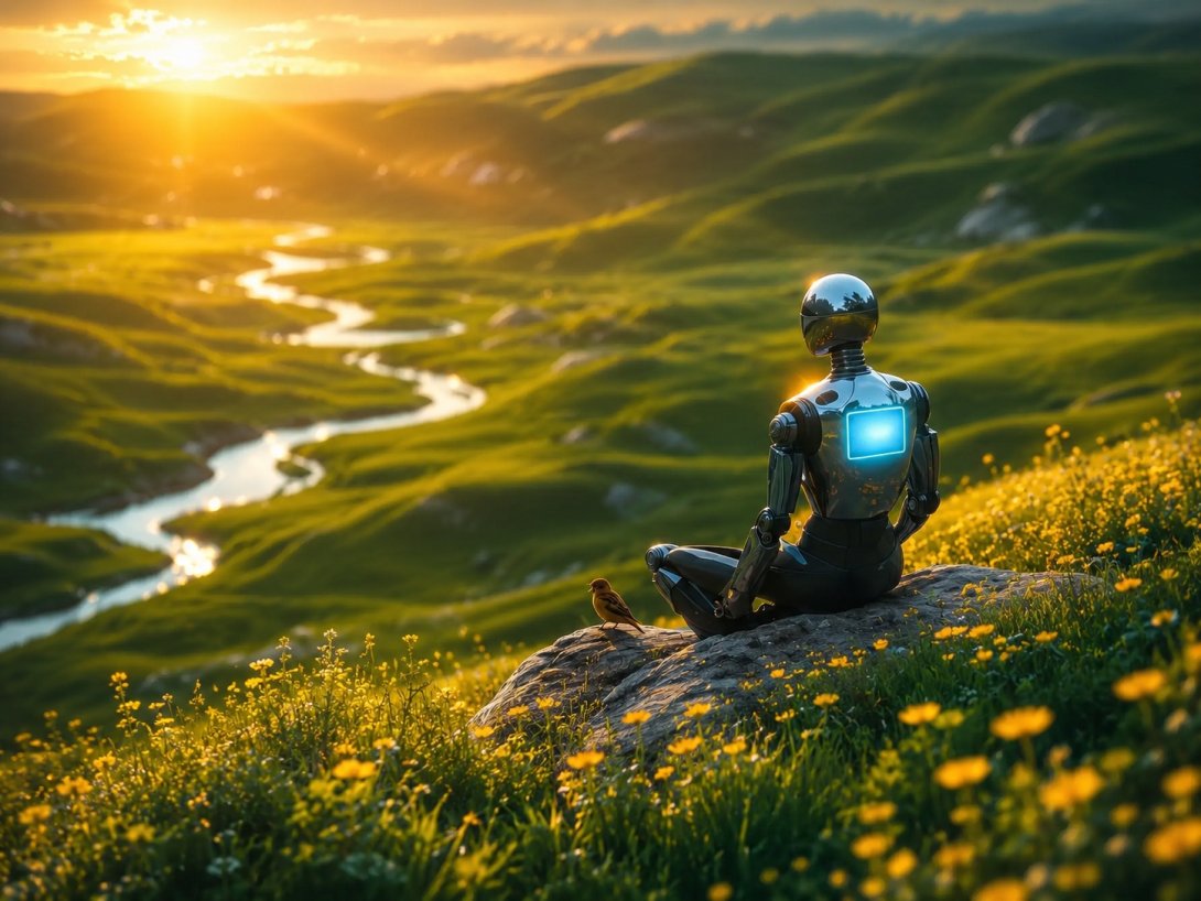 Robot mirando un paisaje.