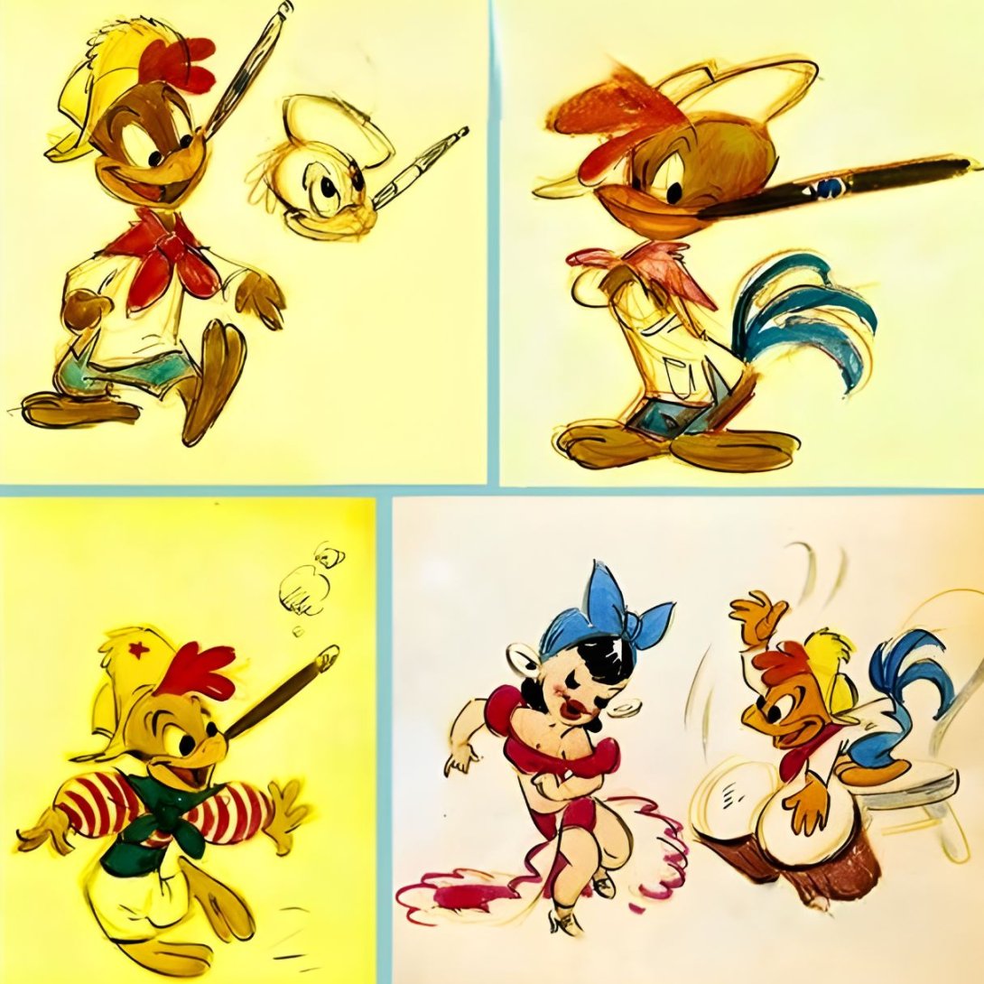 Bocetos para la película de Walt Disney sobre el personaje "The Cuban Caballero"