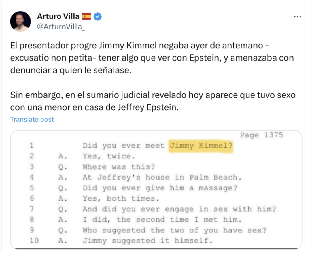 Información falsa difundida en Twitter sobre Jimmy Kimmel.