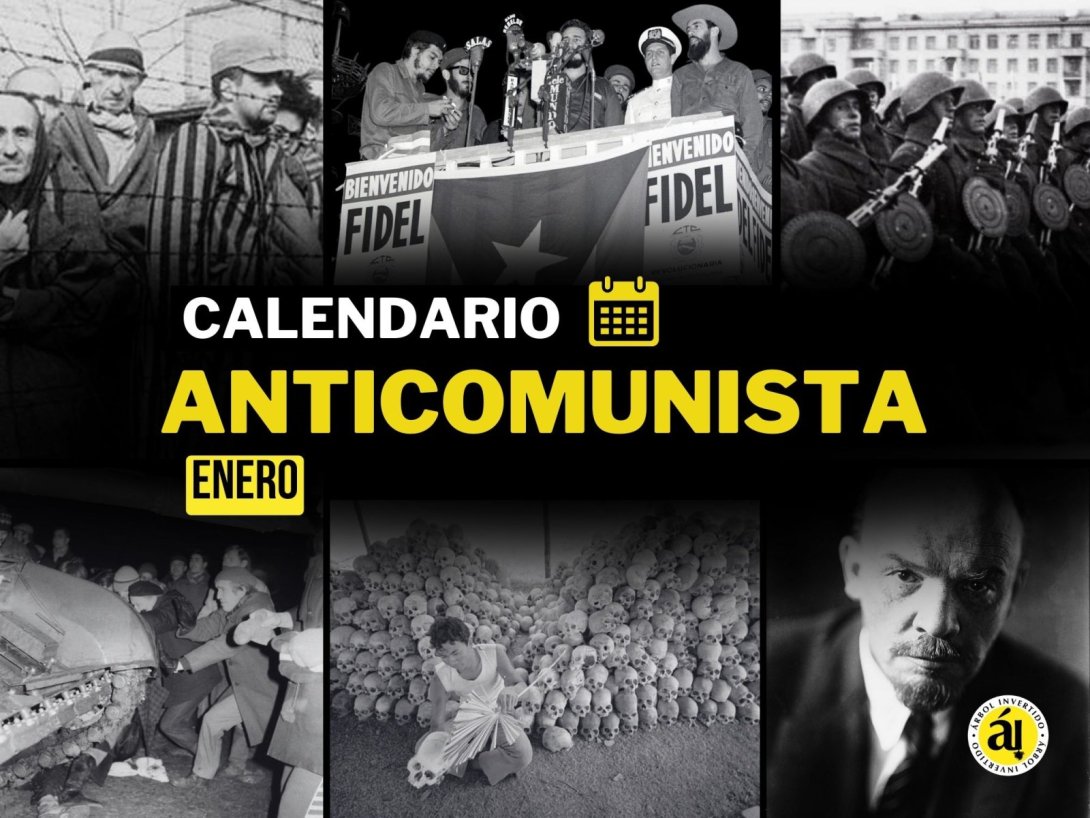 Postal. Calendario anticomunista. Mes 1 Enero.