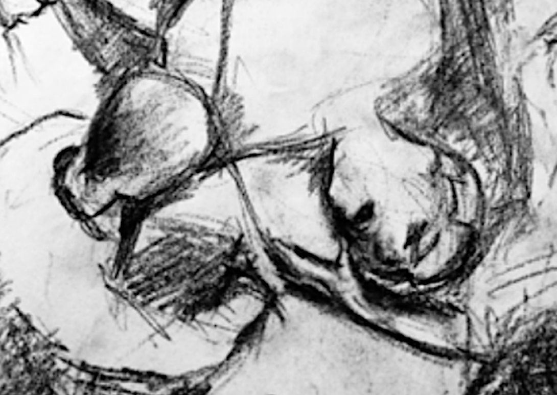 Dos figuras humanas a lápiz. 