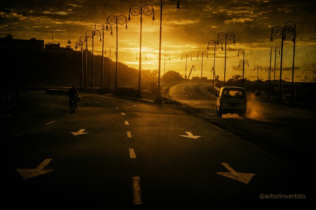 Carretera de La Habana, autos, amanecer, Cuba