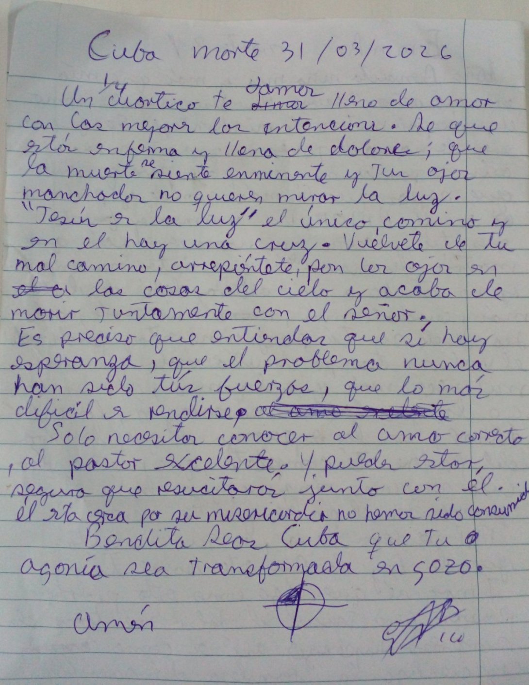 Carta de Ricardo Medina ("El 4tico") desde la prisión (abril de 2026).