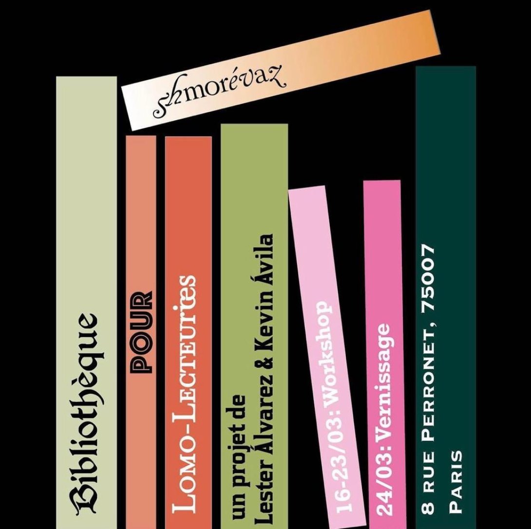 Cartel de la exposición “Bibliothèque pour lomo-lecteurices”.