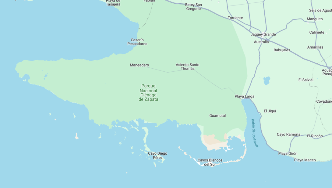 Cayo Blanco del Sur, ubicado cerca de la Ciénaga de Zapata.