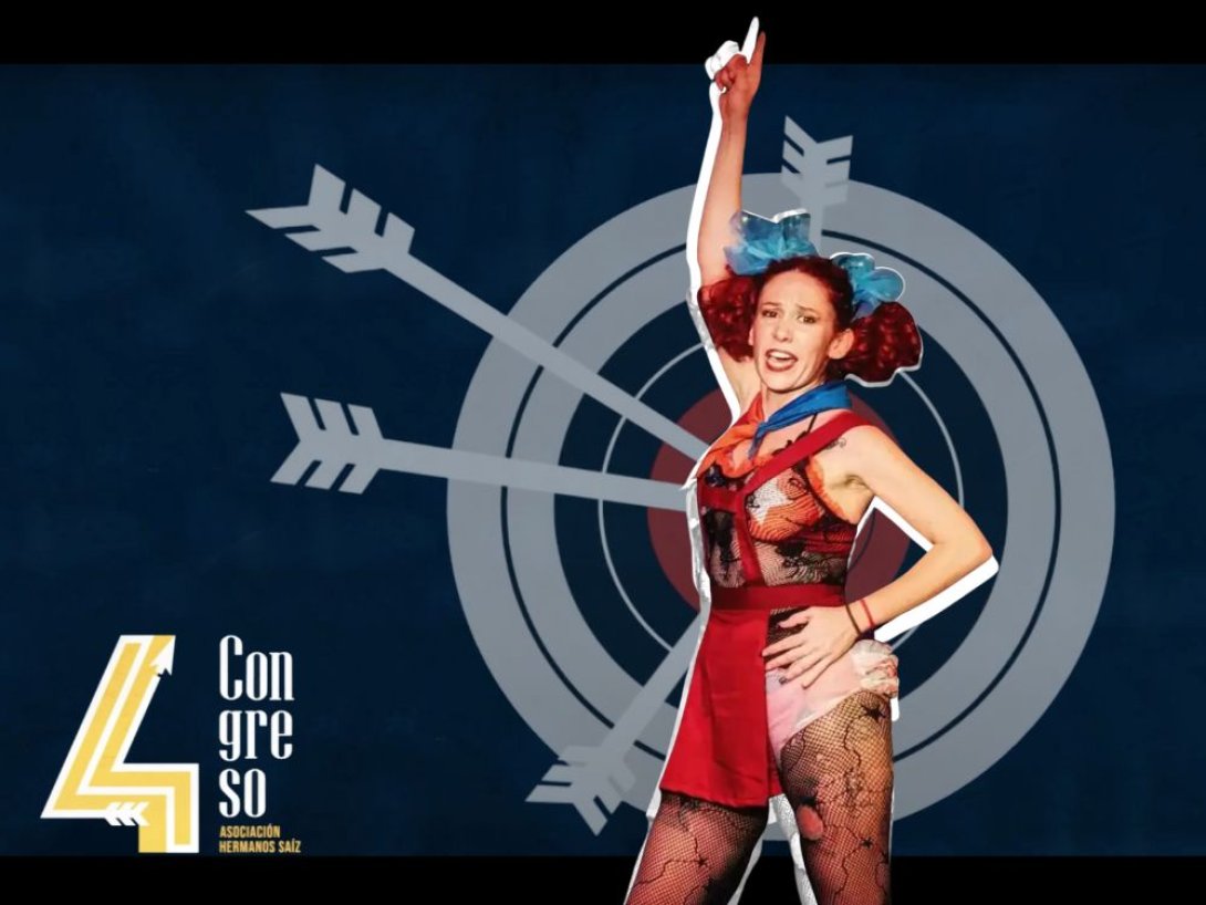 Intervención digital donde la actriz María Laura Germán vestida de pionera cubana levanta la mano.