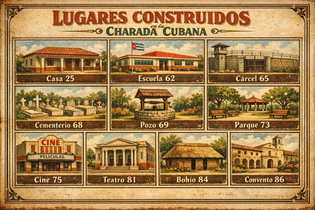 Charada cubana. Números y símbolos de lugares o construcciones