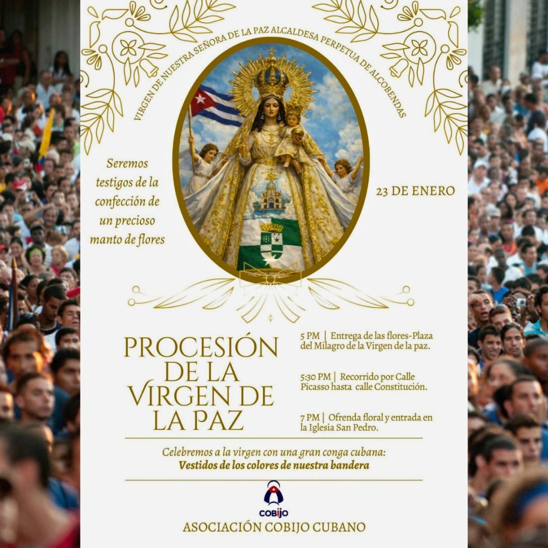 Convocatoria a una procesión por la libertad y la paz de Cuba en Madrid, España (23 de enero de 2026).