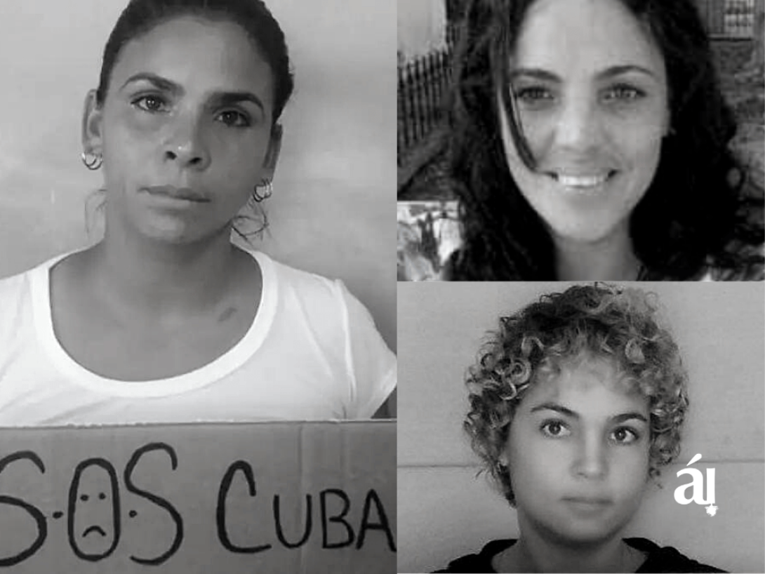 Collage de tres retratos de mujeres. 