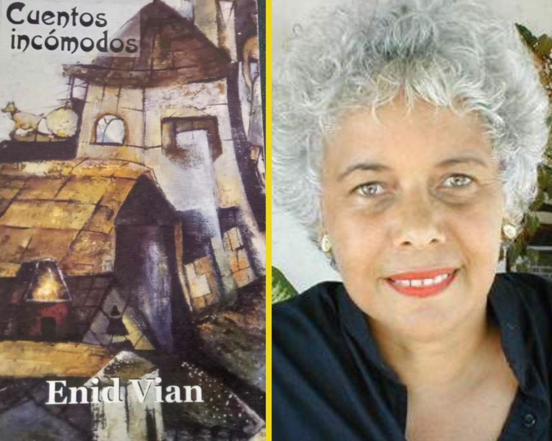 portada de ''Cuentos incómodos'' y Enid Vian