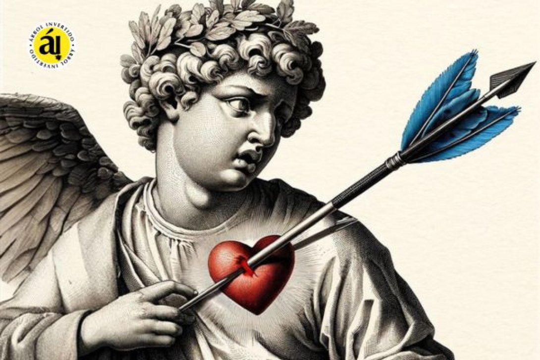 Cupido "atacado" por sus flechas.
