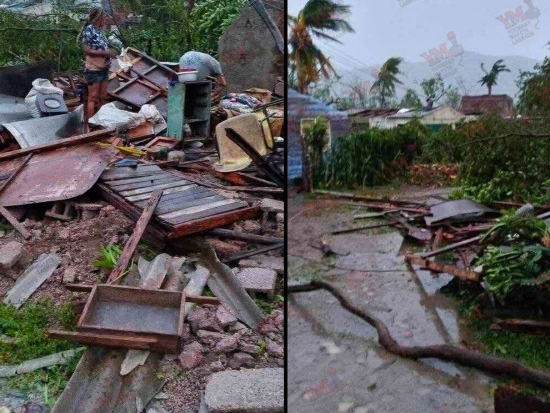 Derrumbe total de una vivienda en El Cobre, Santiago de Cuba, causado por el huracán Melissa (2025).