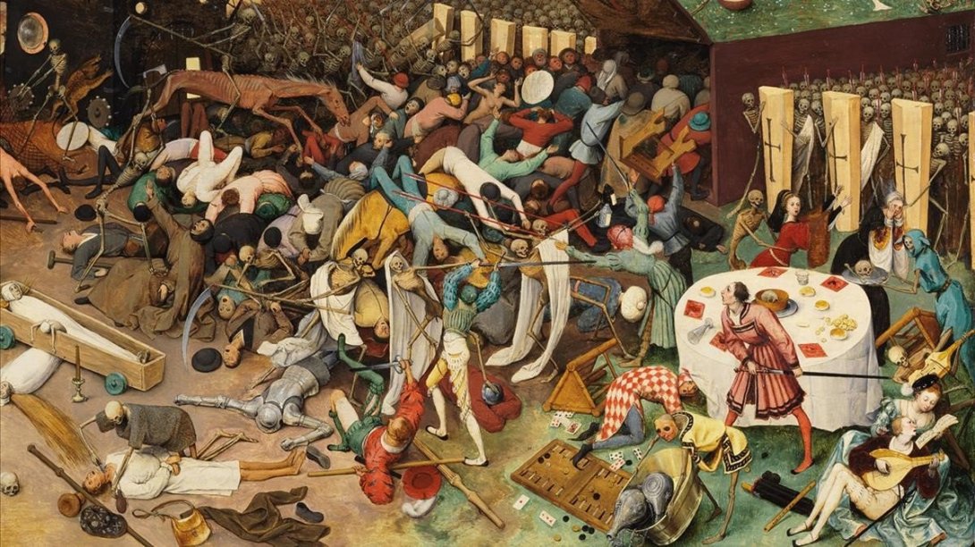 Las pestes medievales expresadas en "El triunfo de la muerte" (detalle) de Pieter Brueghel.