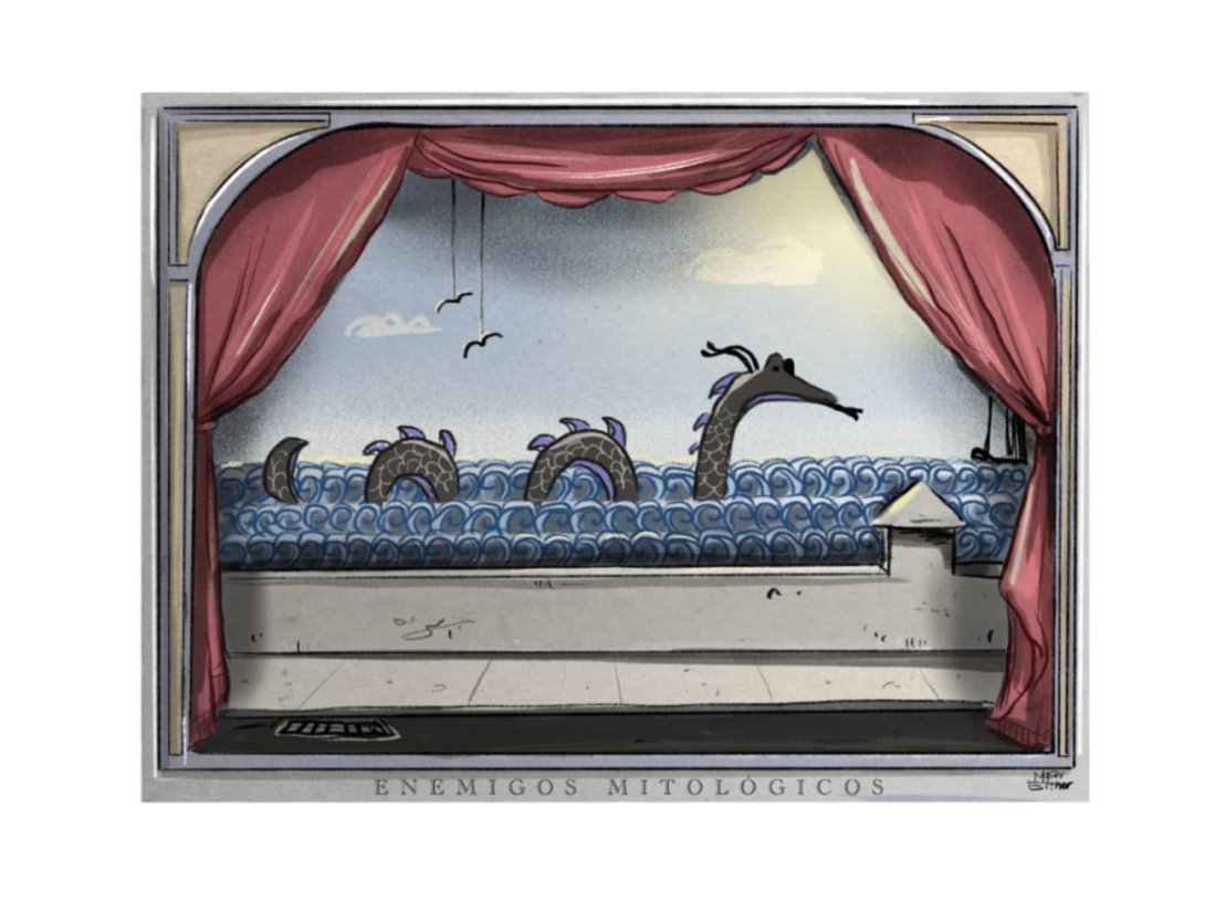 Serpiente marina en el Malecón en un escenario de títeres